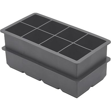 2-Pack Large Silicone Ice Cube Trays with Lids, Easy Release Stackable Big Square Molds