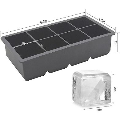 2-Pack Large Silicone Ice Cube Trays with Lids, Easy Release Stackable Big Square Molds