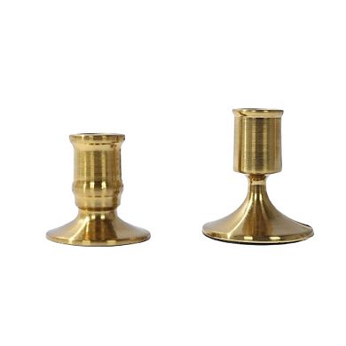 4 Pack Gold Vintage Metal Taper Candle Holders Set