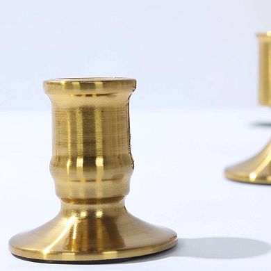 4 Pack Gold Vintage Metal Taper Candle Holders Set