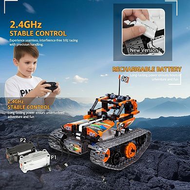 3-in-1 STEM Remote Control Building Kit: Tracked Car, Robot & Tank