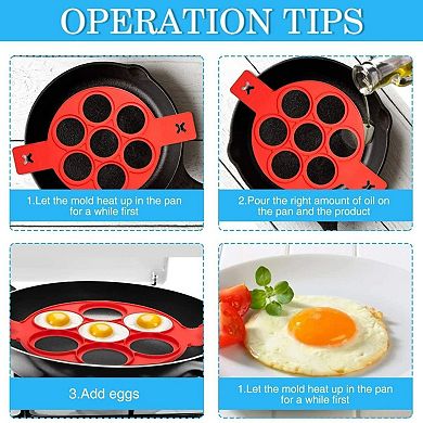 7 Hole Silicone Pancake Mold Nonstick Egg Ring Maker Breakfast Cooking Tool