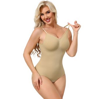 Bodysuits for Women Tummy Control V Neck Backless Camisole Thong Leotard with Adjustable Straps
