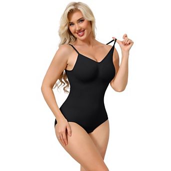Bodysuits for Women Tummy Control V Neck Backless Camisole Thong Leotard with Adjustable Straps