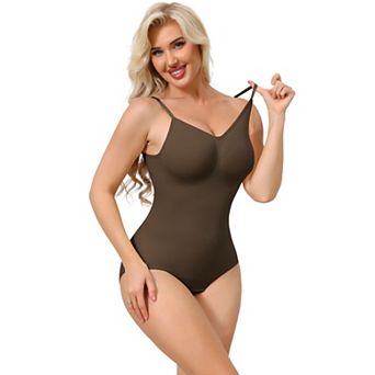 Bodysuits for Women Tummy Control V Neck Backless Camisole Thong Leotard with Adjustable Straps