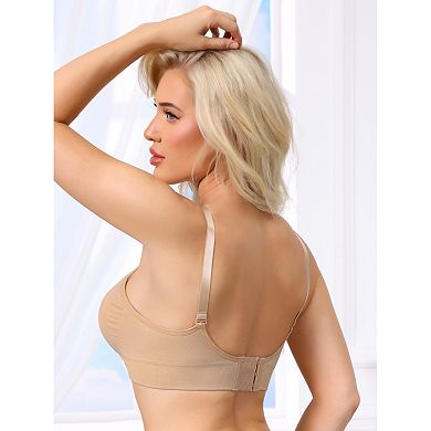 Women's Full Coverage Adjustable Buckled Straps Postpartum Nursing Bra V-Neck Wireless Bralettes