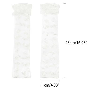 Women's Long Lace Pleated Gloves Arm Sleeves for Vintage Opera Dance Party