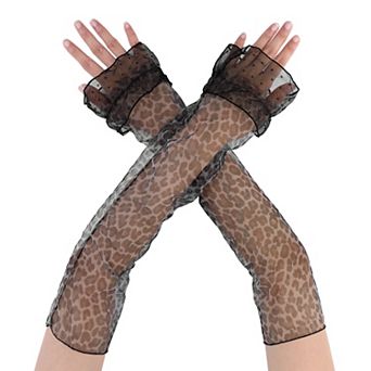 Women's Long Lace Pleated Gloves Arm Sleeves for Vintage Opera Dance Party