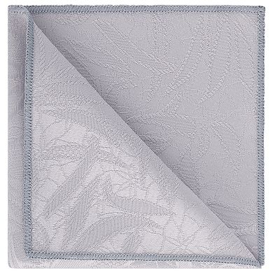 Men's Leaves Pocket Square Floral Leaf Embroidered Handkerchiefs with Trim for Wedding Party