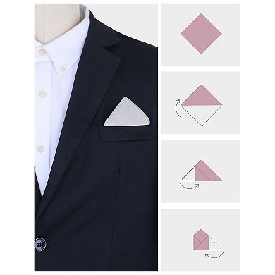 Men's Leaves Pocket Square Floral Leaf Embroidered Handkerchiefs with Trim for Wedding Party