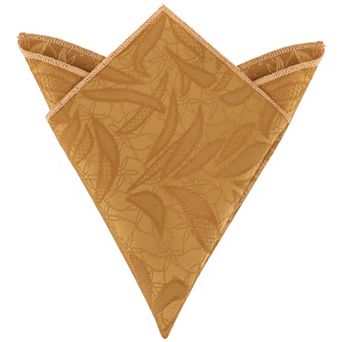 Men's Leaves Pocket Square Floral Leaf Embroidered Handkerchiefs with Trim for Wedding Party