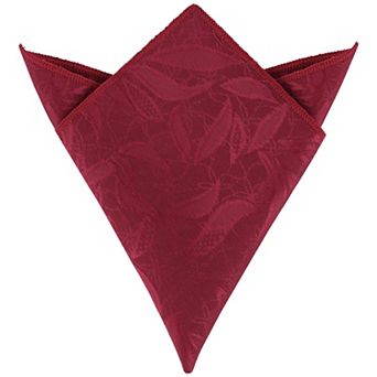 Men's Leaves Pocket Square Floral Leaf Embroidered Handkerchiefs with Trim for Wedding Party