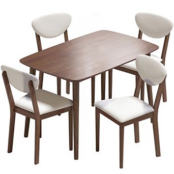 HOMCOM Dining Table Set for 4, Mid-Century Modern Kitchen Table and Chairs