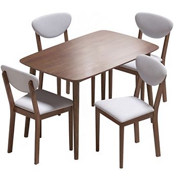 HOMCOM Dining Table Set for 4, Mid-Century Modern Kitchen Table and Chairs