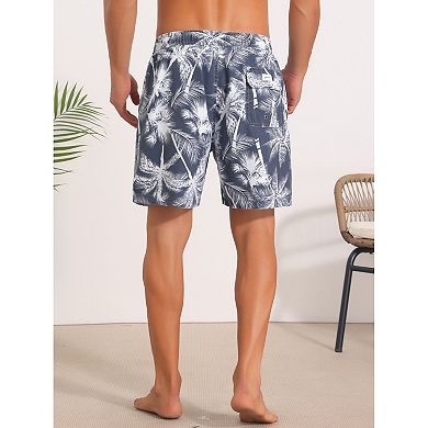 2 Packs Contrast Pattern Board Shorts for Men's Drawstring Bathing Summer Beach Shorts