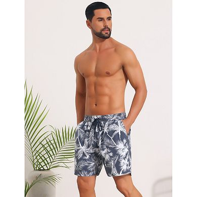 2 Packs Contrast Pattern Board Shorts for Men's Drawstring Bathing Summer Beach Shorts