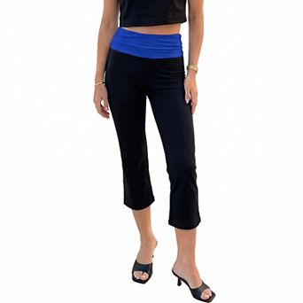 Jess by Meiko Women's Foldover Contrast Waistband Capris Legging