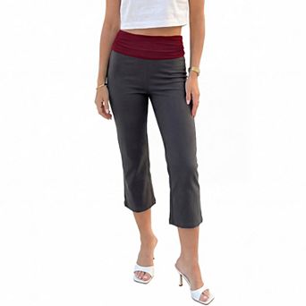 Jess by Meiko Women's Foldover Contrast Waistband Capris Legging