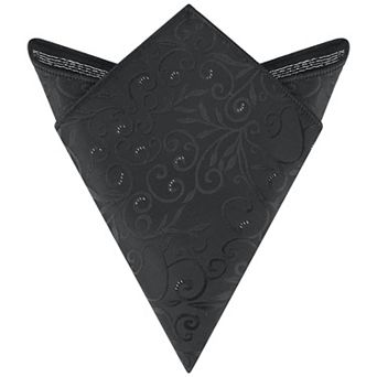 Men's Floral Pocket Square Leaf Twist Pattern Handkerchiefs with Trim for Wedding Party