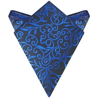 Men's Floral Pocket Square Leaf Twist Pattern Handkerchiefs with Trim for Wedding Party