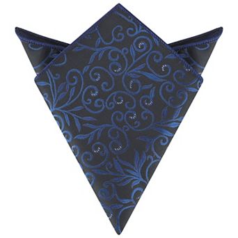 Men's Floral Pocket Square Leaf Twist Pattern Handkerchiefs with Trim for Wedding Party