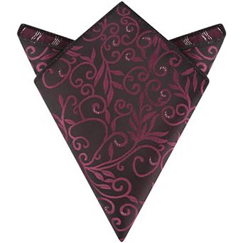 Men's Floral Pocket Square Leaf Twist Pattern Handkerchiefs with Trim for Wedding Party