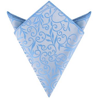 Men's Floral Pocket Square Leaf Twist Pattern Handkerchiefs with Trim for Wedding Party