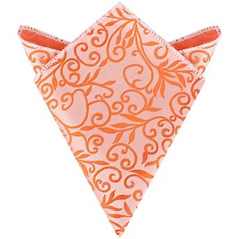 Men's Floral Pocket Square Leaf Twist Pattern Handkerchiefs with Trim for Wedding Party