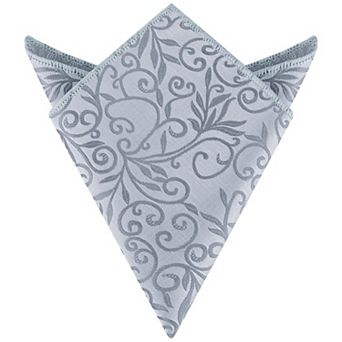 Men's Floral Pocket Square Leaf Twist Pattern Handkerchiefs with Trim for Wedding Party