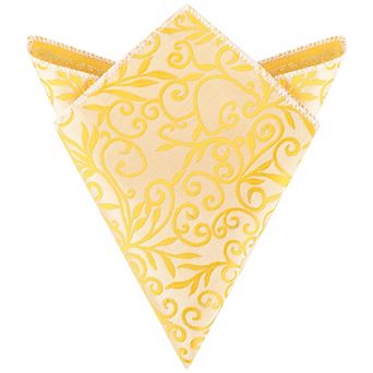 Men's Floral Pocket Square Leaf Twist Pattern Handkerchiefs with Trim for Wedding Party