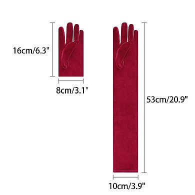 Women's Velvet Elbow Length Full Finger Evening Glove for Elegant Formal