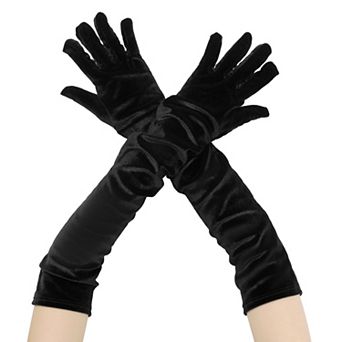 Women's Velvet Elbow Length Full Finger Evening Glove for Elegant Formal