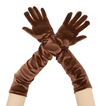 Women's Velvet Elbow Length Full Finger Evening Glove for Elegant Formal