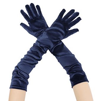 Women's Velvet Elbow Length Full Finger Evening Glove for Elegant Formal