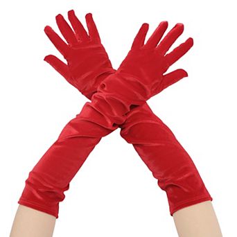 Women's Velvet Elbow Length Full Finger Evening Glove for Elegant Formal