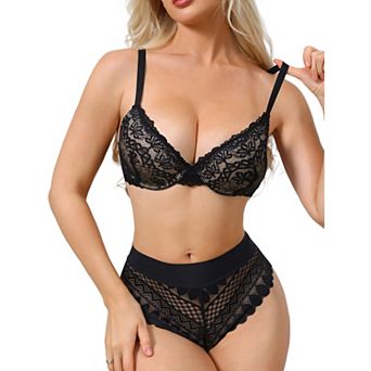Women's Floral Lace Push Up Underwire Adjustable Straps Bras Full Coverage Padded Lingerie