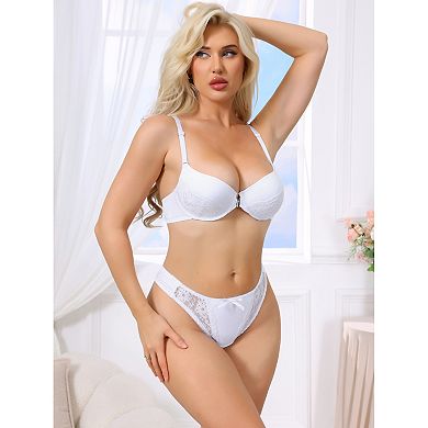 2 Piece for Women Lace Lingerie Sets Front Closure Underwire Bra and Low Waisted Briefs Set