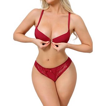 2 pc for Women Lace Lingerie Sets Front Closure Underwire Bra and Low Waisted Briefs Set