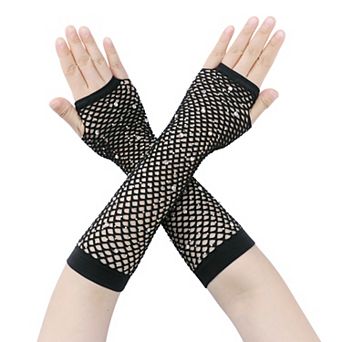 Women's Long Rhinestone Fingerless Gloves Stretchy for Party Cosplay