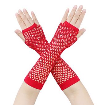 Women's Long Rhinestone Fingerless Gloves Stretchy for Party Cosplay