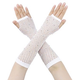 Women's Long Rhinestone Fingerless Gloves Stretchy for Party Cosplay