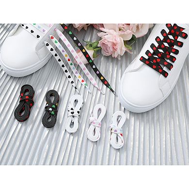 Women's Heart Printed Colored Shoelaces Flat Strings for Sneakers 55.1"