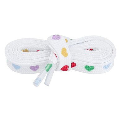 Women's Heart Printed Colored Shoelaces Flat Strings for Sneakers 55.1"