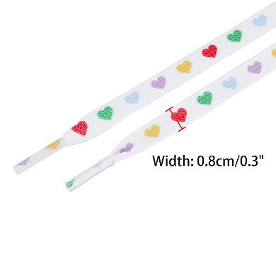 Women's Heart Printed Colored Shoelaces Flat Strings for Sneakers 55.1"
