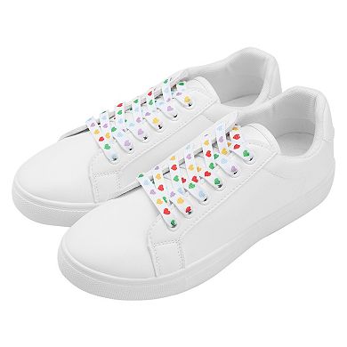 Women's Heart Printed Colored Shoelaces Flat Strings for Sneakers 55.1"