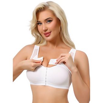 Women's Front Closure Posture Wireless Back Support Full Coverage Bra Removable Bosom Support Band