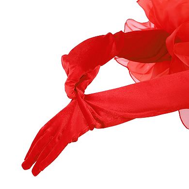 Women's Opera Gloves Tulle Puffy Oversized Ruffled Long Gloves for Banquet Party