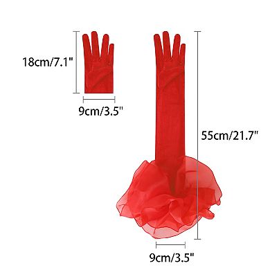 Women's Opera Gloves Tulle Puffy Oversized Ruffled Long Gloves for Banquet Party