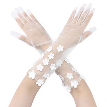 Women's Elegant Lace Gloves Elbow Length Sleeves for Tea Party Wedding