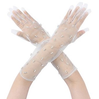 Women's Elegant Lace Gloves Elbow Length Sleeves for Tea Party Wedding